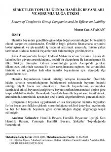 Şirketler Topluluğunda Hamilik Beyanları ve Sorumluluğa Etkisi - Murat Can Atakan - M.Can Atakan